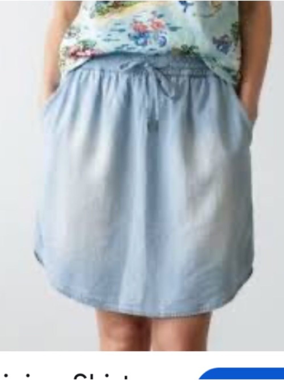 Just Living Light Blue Casual Drawstring Mini Skirt